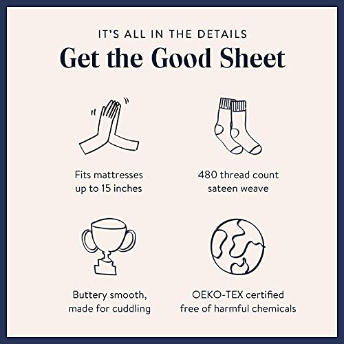 Brooklinen Luxury Sateen 4 Piece Sheet Set - 100% Cotton, King Size in White - 1 Fitted Sheet, 1 Flat Sheet, 2 Pillowcases | Best Luxury Sheets