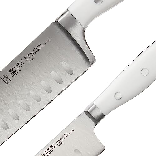 HENCKELS Forged Accent Razor-Sharp 2-pc Santoku Knife Set, White Handle, German Engineered Informed by 100+ Years of Mastery