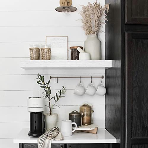 QEEIG White Floating Shelves for Wall Bathroom Shelf Bedroom Kitchen Farmhouse Modern Small Book Shelf Set of 3 (015-W3)