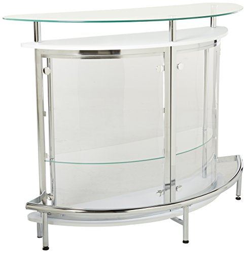 Coaster Home Furnishings Amarillo 2-Tier Bar Unit White and Chrome