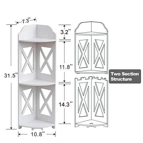 J JINXIAMU Corner Shelf Stand, Storage Organizer Great for Bathroom, Corner Shelf Perfect for Small Space,Waterproof Stand Also Use for Toilet Paper Stand,White