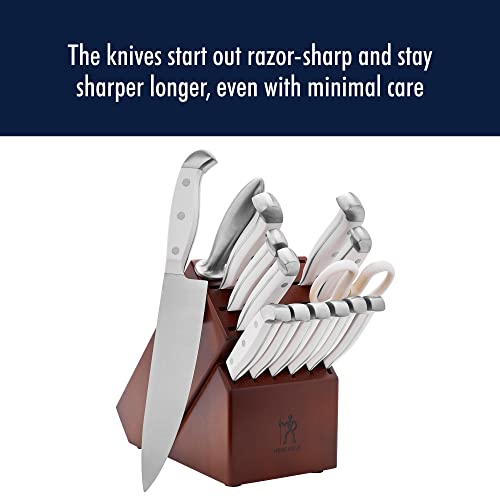 HENCKELS Statement Razor-Sharp 15-Piece White Handle Knife Set with Block, German Engineered Knife Informed by over 100 Years of Mastery