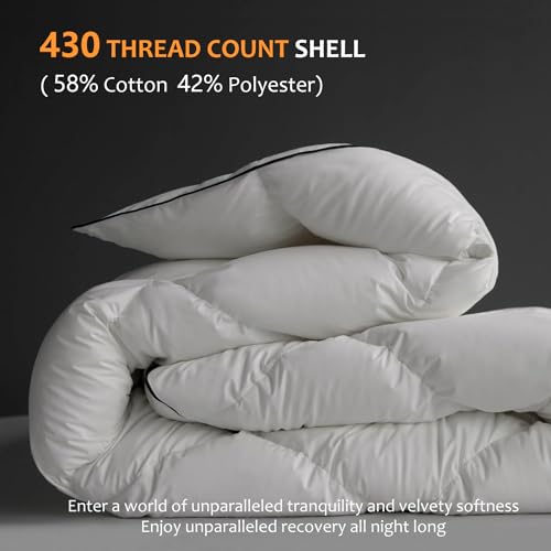 HYVIF Luxury White Down Comforter King Size - All Down Fiber Duvet Insert with 8 Tabs - Baffle Box Design, Fluffy and Cozy - King 106 X 90”