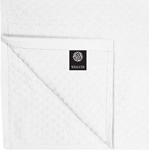 [12 Pack] Cotton Kitchen Towels - Waffle Weave for Embroidery Absorbent Terry Cloth Dish Towels for Washing Hand and Drying Dishes Rags 15x26 Inches, White