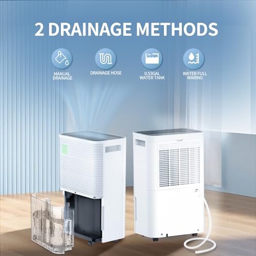 ZAFRO 3,500 Sq. Ft Dehumidifiers for Home, Bathroom, Bedroom, Dehumidifier with Auto Defrost, 4L Water Tank, 3 Colors LED Light, White,45 Pints