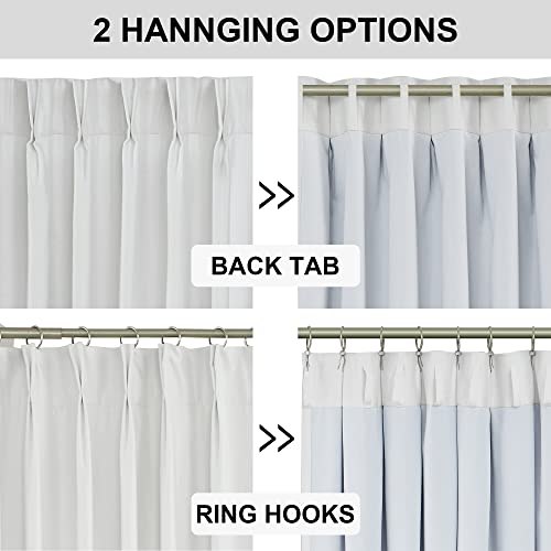 Vision Home White Pinch Pleated Full Blackout Curtains Thermal Insulated Window Curtains 95 inch for Living Room Bedroom Room Darkening Pinch Pleat Drapes with Hooks Back Tab 2 Panel 40" Wx95 L