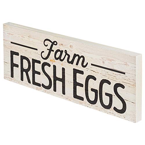 P. Graham Dunn Farm Fresh Eggs White Wash 15.75 x 5.5 Inch Solid Pine Wood Plank Wall Plaque Sign