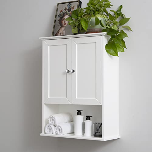 VANIRROR White Bathroom Wall Cabinet Over The Toilet Storage Cabinet, 24x30 Inch Above Toilet Storage Wood Medicine Cabinets Wall Mounted Bathroom Cabinet with Doors for Laundry Room, Bedroom Kitchen