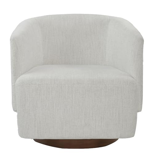 MINCETA Accent Chair,Modern Swivel Chairs for Living Room and Bedroom Reading with Wood Base,Performance Fabric in Ivory