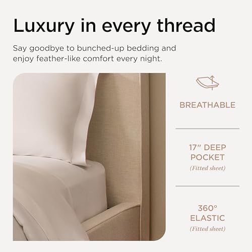 Threadmill Luxury Supima Cotton Sheets, 1200 Thread Count 100% Cotton Sheets for King Size Mattress, 4 Pc White King Size Sheets Set, 5-Star Hotel Quality with Elasticized Deep Pocket King Sheets