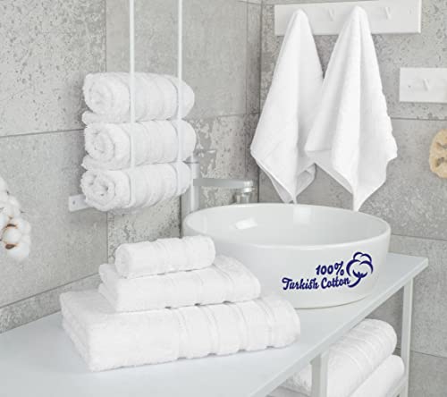 American Soft Linen Luxury 6 Piece Towel Set, 2 Bath Towels 2 Hand Towels 2 Washcloths, 100% Turkish Cotton Towels for Bathroom, White Towel Sets