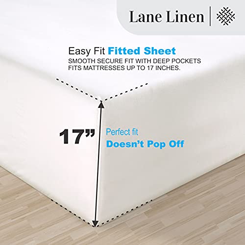 LANE LINEN 100% Egyptian Cotton Bed Sheets - 1000 Thread Count 4-Piece White King Set Bedding Sateen Weave Luxury Hotel 16" Deep Pocket (Fits Upto 17" Mattress)