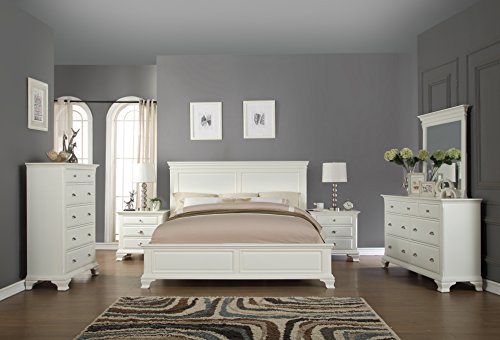 Roundhill Furniture Bedroom Furniture Bed Dresser King White