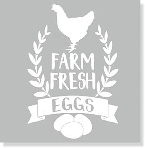 Farm Fresh Eggs - Inspirational Decals for Kitchen & Dining Room - Matte Vinyl Wall Decal Sayings for Wall Decor - Die-Cut Vinyl Wall Art - 23"x16" White