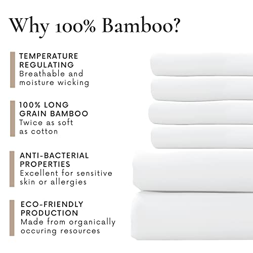 Bamboo Bay Luxury Bamboo Sheets King Size - 6 Piece Ultra Soft Cooling Sheets for Hot Sleepers - 100% Organic Bamboo Sheet Set Fits Up to 16" Deep Pocket - Eco Friendly - White