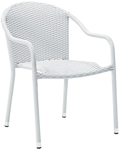 Crosley Furniture CO7109-WH Palm Harbor Outdoor Wicker Stackable Chairs, Set of 4, White