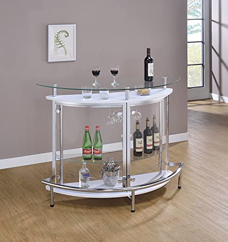 Coaster Home Furnishings Amarillo 2-Tier Bar Unit White and Chrome