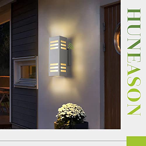 HUNEASON Dusk to Dawn Outdoor Wall Lights, Modern Porch Wall Lights, 13 inch Outdoor Wall Sconce Waterproof Aluminum, Exterior Wall Lamps, Patio Up and Down Light for Doorway, Garage, Hallway