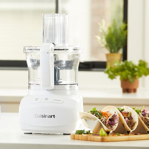 Cuisinart 9-Cup Continuous Feed Food Processor with Fine and Medium Reversible Shredding and Slicing Disc, Universal Blade, Continuous-Feed Attachment, and In-Bowl Storage (White)