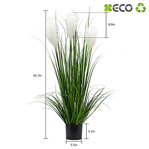 luxsego Artificial Plants Reed Greenery Flowers, Potted Tall Silk Faux Pampas Grass Decor for Home, Office, Wedding, for Her or Him, Decorative Home Accessories(46in, White)