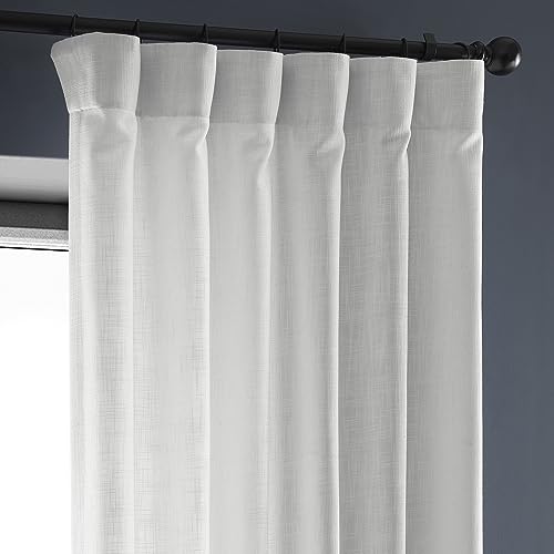 HPD Half Price Drapes Semi Sheer Faux Linen Curtains for Bedroom 96 inches Long Light Filtering Living Room Window Curtain (1 Panel), 50W x 96L, Rice White