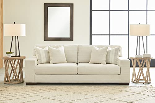 Signature Design by Ashley Maggie Contemporary Upholstered Sofa with Accent Pillows, Off-White