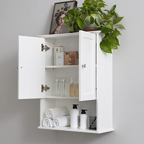 VANIRROR White Bathroom Wall Cabinet Over The Toilet Storage Cabinet, 24x30 Inch Above Toilet Storage Wood Medicine Cabinets Wall Mounted Bathroom Cabinet with Doors for Laundry Room, Bedroom Kitchen