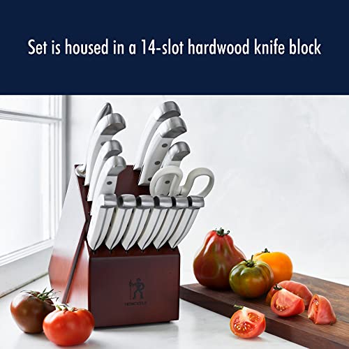 HENCKELS Statement Razor-Sharp 15-Piece White Handle Knife Set with Block, German Engineered Knife Informed by over 100 Years of Mastery