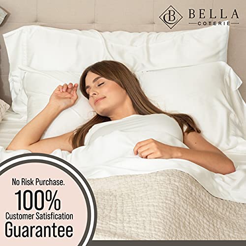 Bella Coterie Luxury Bamboo King Size Sheet Set | Organically Grown | Ultra Soft | Cooling for Hot Sleepers | 18" Deep Pocket | Viscose Made from Bamboo [White]