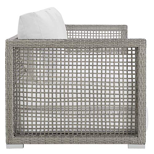 Modway EEI-2923-GRY-WHI Aura Outdoor Patio Wicker Rattan Sofa, Gray White