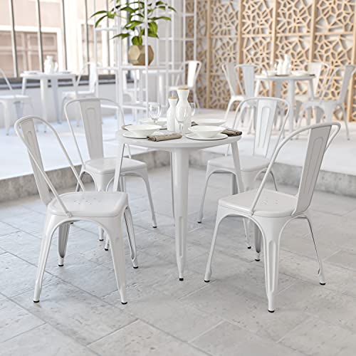 Flash Furniture Jeffrey Commercial Grade 30" Round White Metal Indoor-Outdoor Table