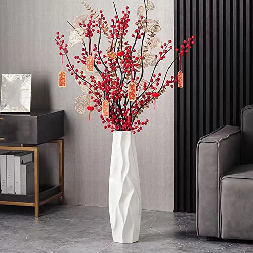 Floor Vase, GDSZJLJ 28 Inches Tall Ceramic White Large Decorative Vases for Modern Home Decor, Living Room, Minimalist Style Flower Vase for Pampas Grass, Flowers, Twigs, Office, Bedroom Décor