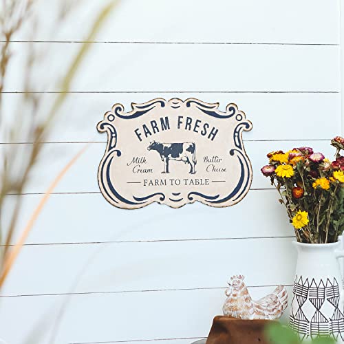 NIKKY HOME Farm Fresh Dairy Country Signs Funny Milk Cow Sign Wall Decor Retro Vintage Farm House Sign Metal Animals Yard Decor Gift