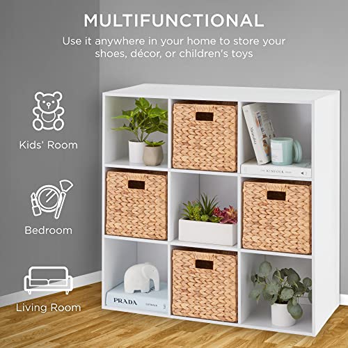 Best Choice Products 9-Cube Storage Shelf Organizer Bookshelf System, Display Cube Shelves Compartments, Customizable w/ 3 Removable Back Panels - White