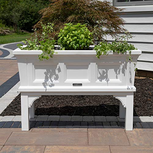 Step2 Atherton Raised Planter Box – Classic White Outdoor Planter Box with Durable Construction – Includes Removeable Trays for Easy Use – Quick DIY Assembly – Measures 24” x 39” 19.5”