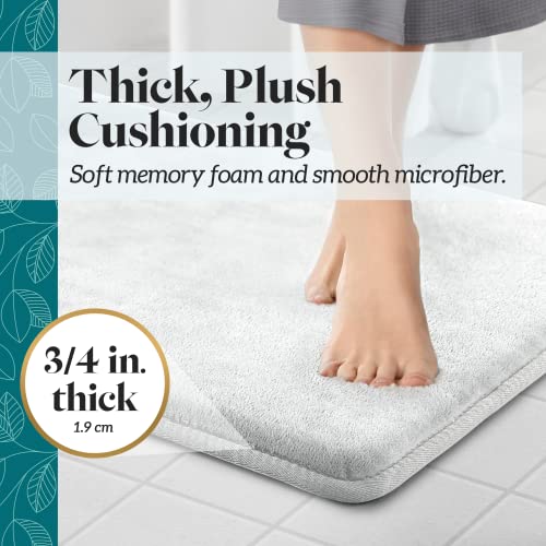 Genteele Bath Mats for Bathroom Non Slip - White 17" x 24" Memory Foam - Quick Dry