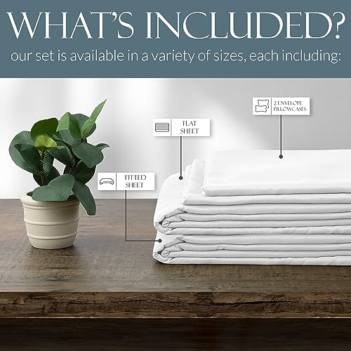 Linden & Lain Luxury King Size Bed Sheet Set | Ultra Soft Viscose Derived from Bamboo | Brushed Microfiber | Best Cooling Non-Slipping Sheets | 18" Deep Pocket with Upgraded Elastic | White