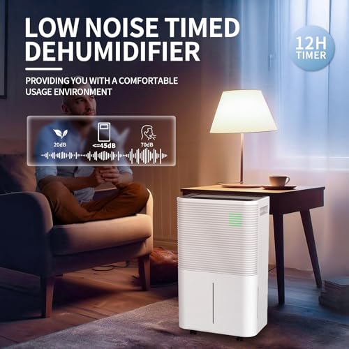 ZAFRO 3,500 Sq. Ft Dehumidifiers for Home, Bathroom, Bedroom, Dehumidifier with Auto Defrost, 4L Water Tank, 3 Colors LED Light, White,45 Pints