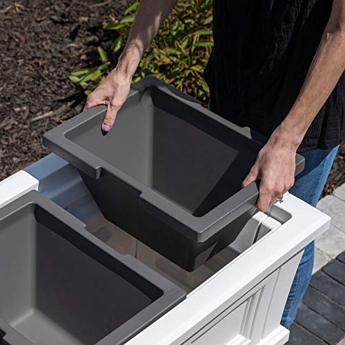 Step2 Atherton Raised Planter Box – Classic White Outdoor Planter Box with Durable Construction – Includes Removeable Trays for Easy Use – Quick DIY Assembly – Measures 24” x 39” 19.5”