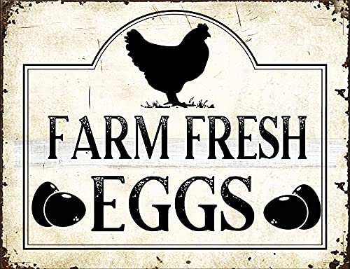 Farm Fresh Egg Metal Tin Sign-Horizontal Outdoor Chicken Coop Sign-Farm Fresh Egg Metal Sign-Vintage Chicken Sign 8x12inch