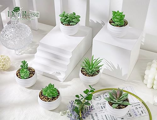 Der Rose Set of 6 Succulents Plants Artificial in Pots Small Fake Plants for Bedroom Aesthetic Living Room Office Shelf Bathroom Decor