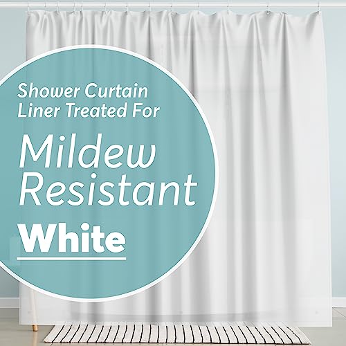 BigFoot Shower Curtain Liner – 72 x 72 PEVA Heavy Duty Shower Curtain with Rustproof Metal Grommet and 3 Magnetic Weights – Odor Free and Compatible with Standard Showers, White