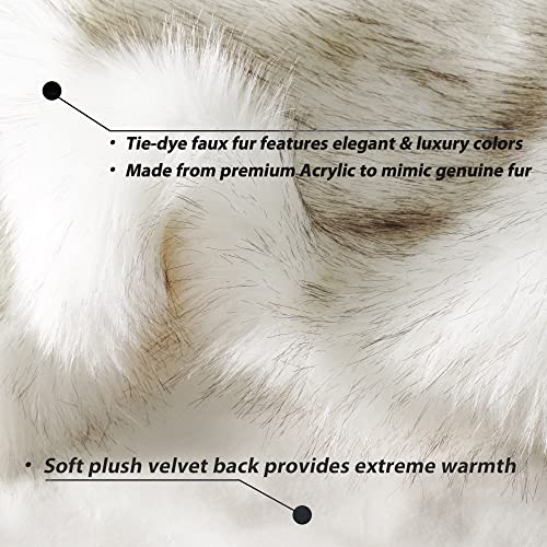 BATTILO HOME Luxury White Faux Fur Throw Blanket Thick Warm Faux Fur Blanket for Couch, Bed, Fuzzy Cozy, Fluffy Blanket Fox Fur Throw White with Black Tip, Minky Blanket, 51"x67"