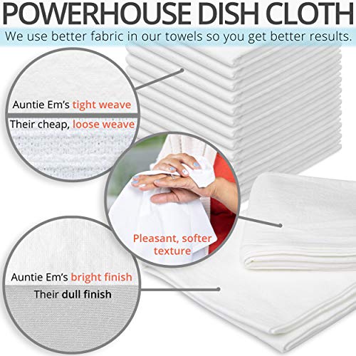 Aunti Em's Kitchen Flour Sack Dish Towels - Natural Cotton for Embroidery and Drying Glass, Hand, Dinnerware - Plain, Thick, Zero-Lint - Highly Absorbent - Set of 13, 27 x 27 Inch, White