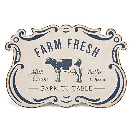 NIKKY HOME Farm Fresh Dairy Country Signs Funny Milk Cow Sign Wall Decor Retro Vintage Farm House Sign Metal Animals Yard Decor Gift