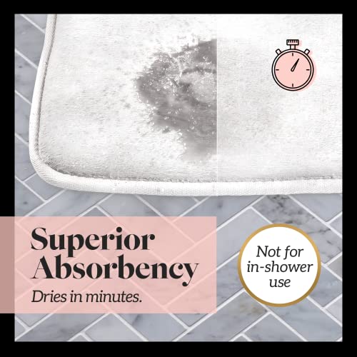 Genteele Bath Mats for Bathroom Non Slip - White 17" x 24" Memory Foam - Quick Dry