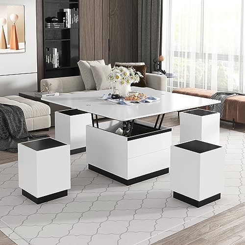 Coffee table best sale with hidden stools