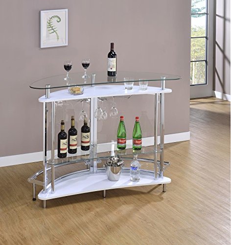 Coaster Home Furnishings Amarillo 2-Tier Bar Unit White and Chrome