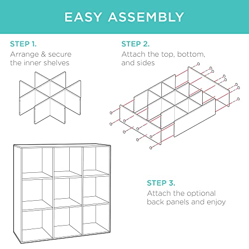 Best Choice Products 9-Cube Storage Shelf Organizer Bookshelf System, Display Cube Shelves Compartments, Customizable w/ 3 Removable Back Panels - White