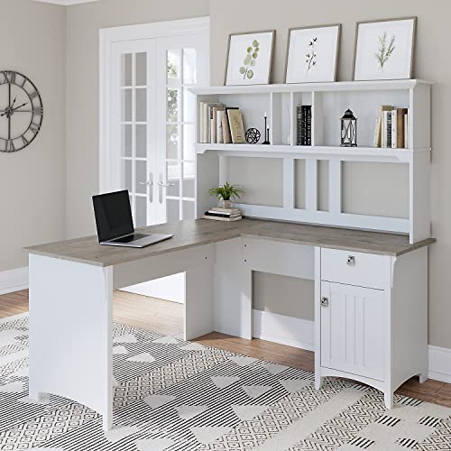 Bush Furniture Salinas Home Office Desk, 60W, Pure White and Shiplap Gray